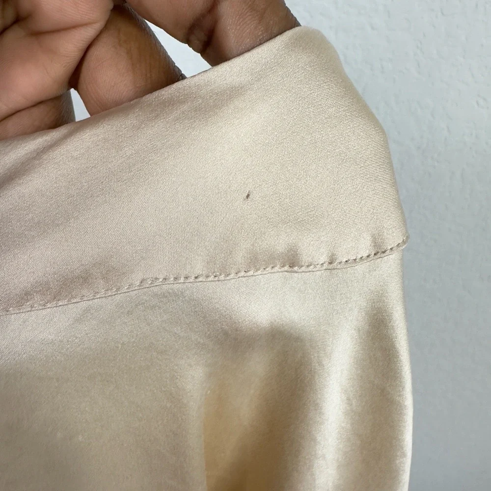 Studio Laperla Robe Womens Size 4 Beige Silk Short Sleeve‎ Romantic Sleepwear